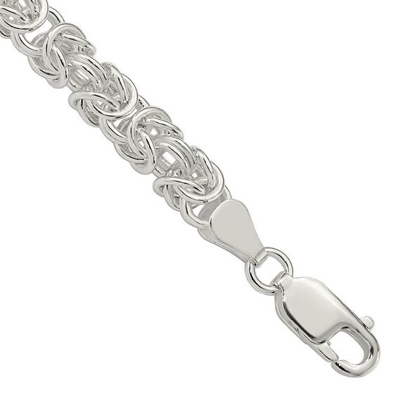 5.5mm Sterling Silver Solid Rounded Byzantine Chain Bracelet, 8 Inch